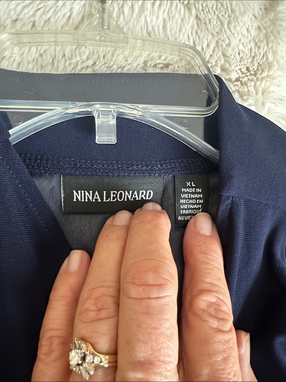 Nina Leonard Navy Ruffle-Trim Open Front Jacket - Picture 2 of 4
